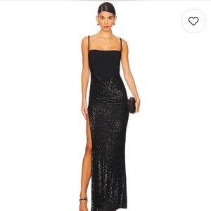 Nookie Black Sequin Maxi Gown with Slit